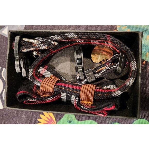 NEW Pipidog Adjustable Plaid Cat Collar With Bowtie Bell & Heart Charm - Picture 2 of 8